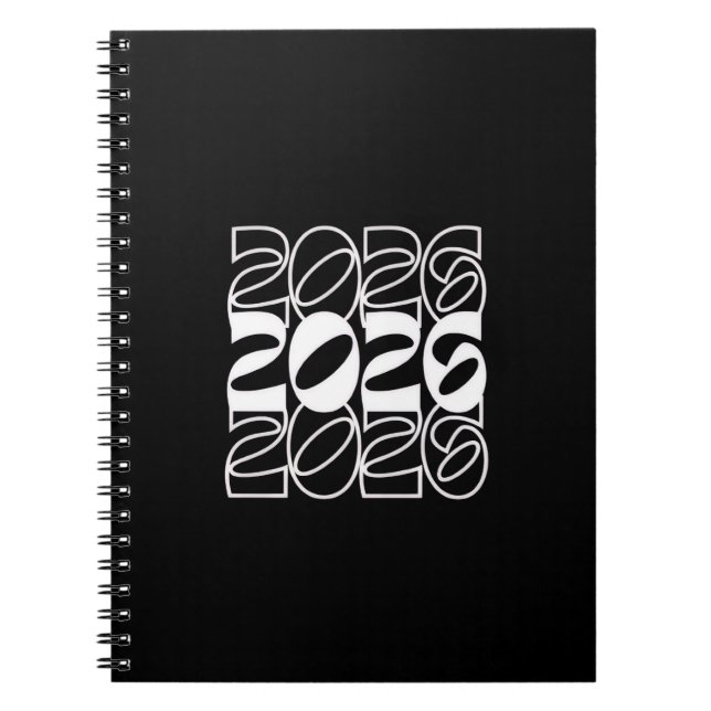 New Year 2026 B&W Text Design Notebook (Front)