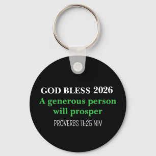 New Year 2026 Blessings Festive Simple Black Key Ring