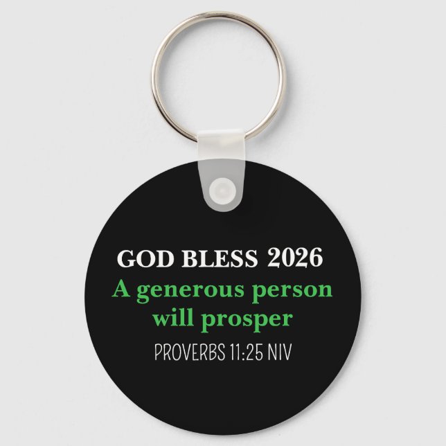New Year 2026 Blessings Festive Simple Black Key Ring (Front)
