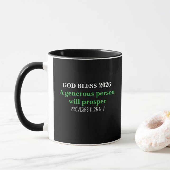 New Year 2026 Blessings Festive Simple Black Mug (With Donut)