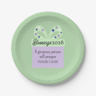 New Year 2026 Blessings Gift of Generosity Purple Paper Plate