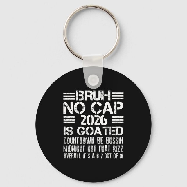 New Year 2026 Bruh No Cap Countdown Bussin Funny R Key Ring (Front)