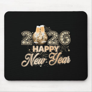 New Year 2026 Disco Ball Champagne Happy New Years Mouse Pad