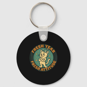 New Year 2026 Funny Cat Lover Humor Fresh Attitude Key Ring