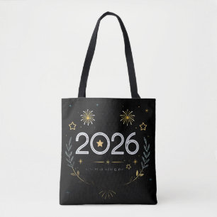 New Year 2026 Gold Fireworks “New Year, New Glow” Tote Bag