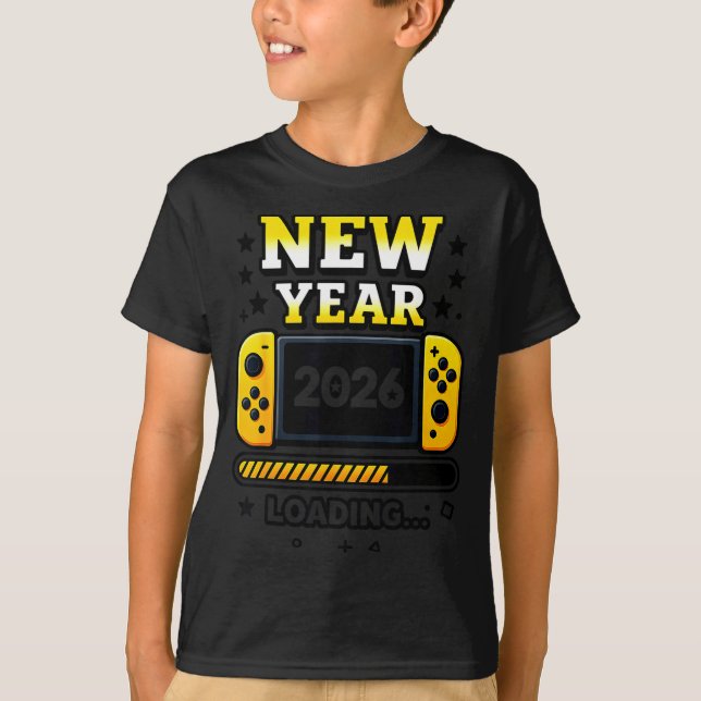 New Year 2026 Loading Gaming Controller New Years  T-Shirt (Front)
