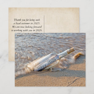 New Year 2026 Message in a Bottle  Holiday Postcard