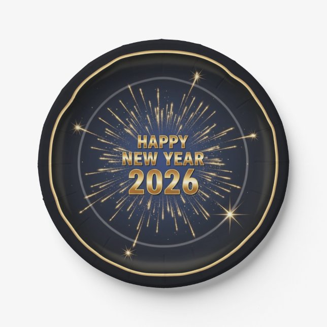 New Year 2026 Party Paper Plates (Front)