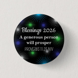 New Year 2026 Prosperity Colorful Lights Blessings 3 Cm Round Badge