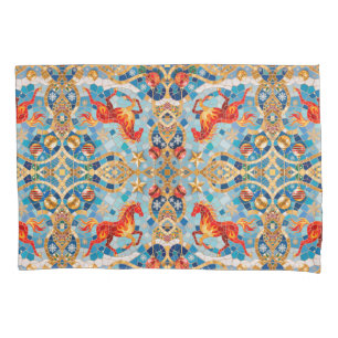 New Year 2026 Red Fiery Horse Christmas Pattern Pillowcase