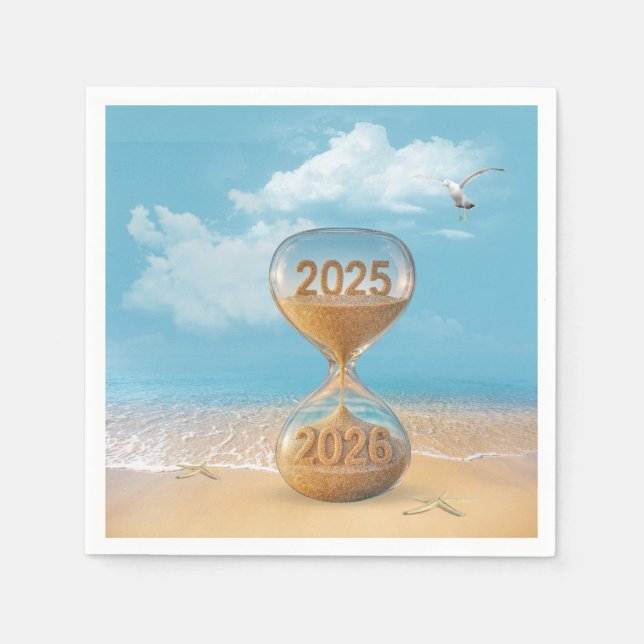New Year 2026 Sand Timer With Starfish Napkin (Front)