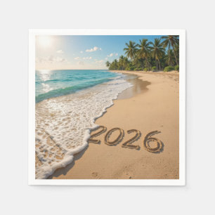 New Year 2026 Tropical Beach Napkin