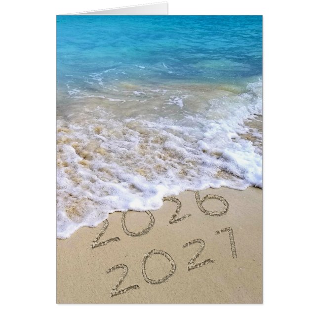 New Year 2027 Beach Sign with Ocean Surf (Front)