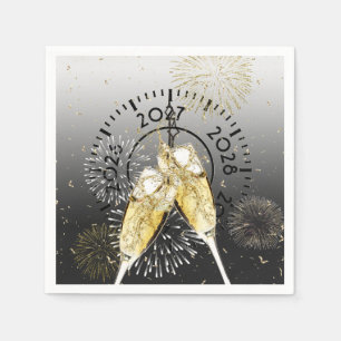 New Year 2027 Champagne Toast and Fireworks Napkin