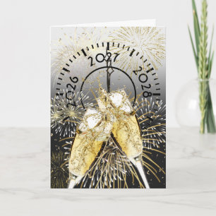 New Year 2027 Champagne Toast Holiday Card