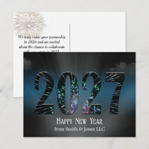 New Year 2027 Fireworks and Clouds Holiday Postcard