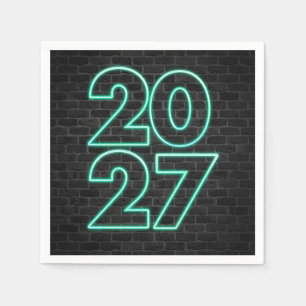 New Year 2027 Neon on Brick Napkin