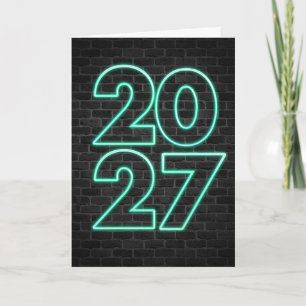 New Year 2027 Neon Sign Holiday Card