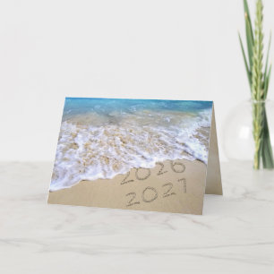 New Year 2027 Ocean Beach Holiday Card