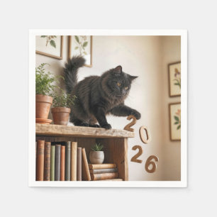 New Year 2027 Playful Cat Napkin