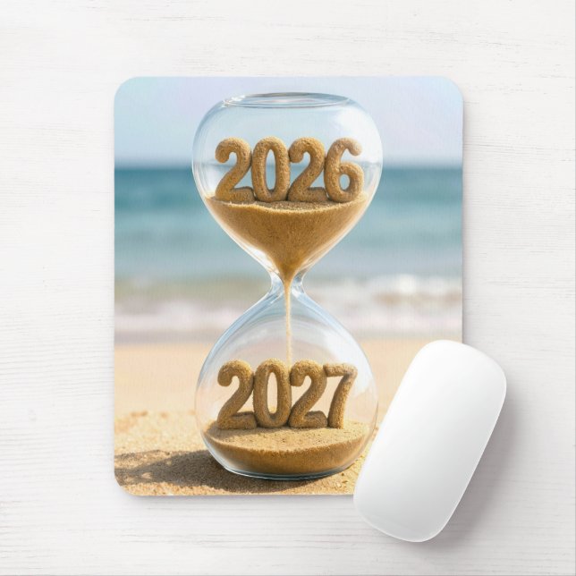 New Year 2027 Sand Timer Mouse Pad (With Mouse)