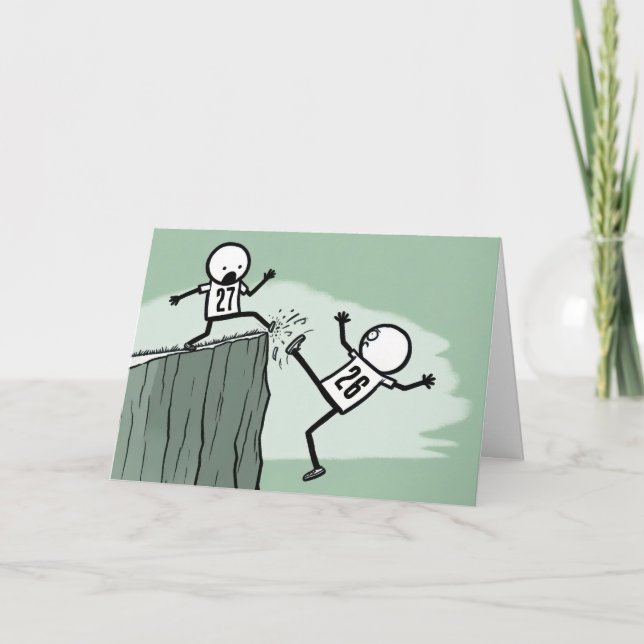 New Year 2027 Stick Figure People Humour Holiday Card (Front)