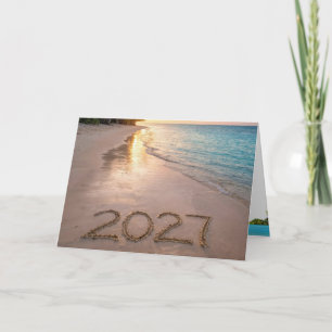 New Year 2027 Tropical Beach Card