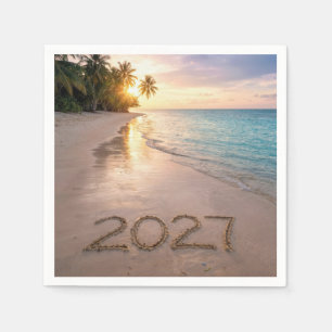 New Year 2027 Tropical Beach Napkin