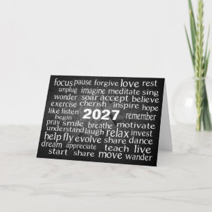 New Year 2027 Word Cloud Holiday Card