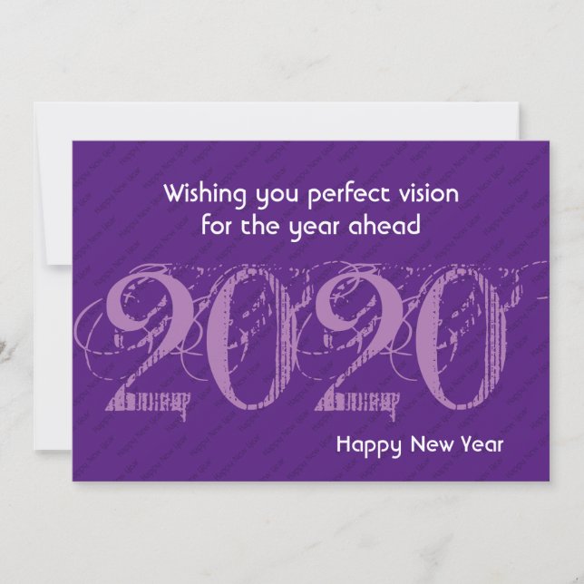 NEW YEAR 20:20 Vision Modern PURPLE Greeting Card (Front)