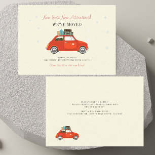 New Year Adventures New Address Red Car Moving Card