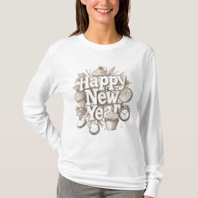 new year amazing  cup cake design T-Shirt (Front)