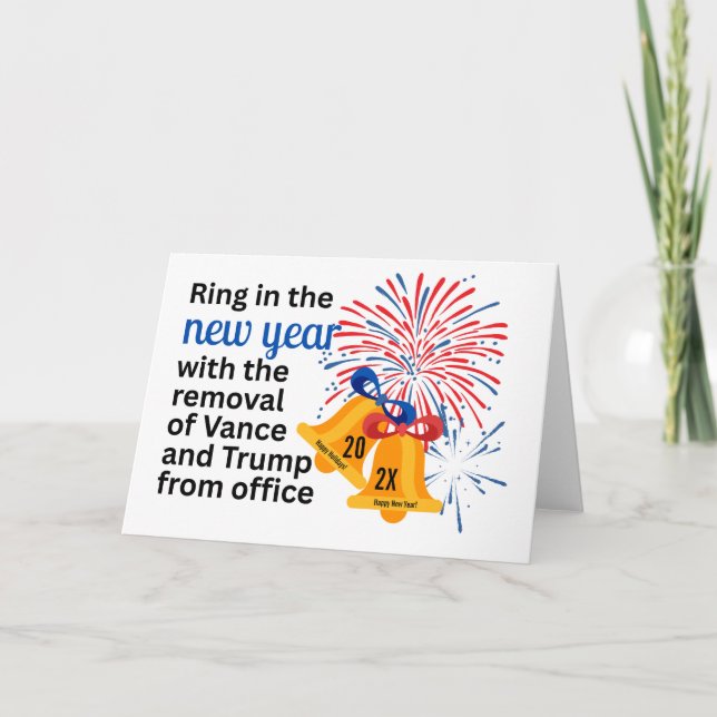 New Year Anti-Trump Impeach Remove 2026 Political Holiday Card (Front)