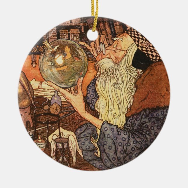 New Year Antique Father Time  Ceramic Tree Decoration (Front)