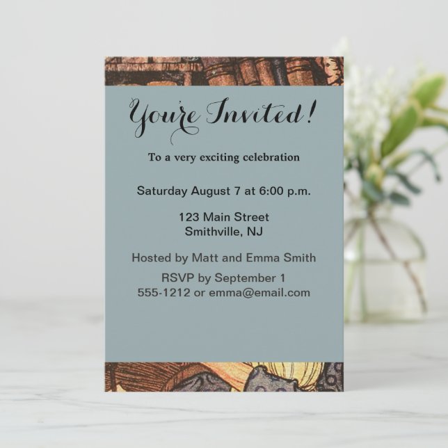 New Year Antique Father Time  Invitation (Standing Front)