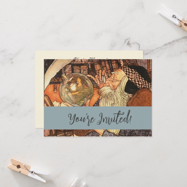 New Year Antique Father Time  Invitation (Front/Back In Situ)