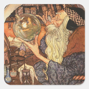 New Year Antique Father Time Square Sticker