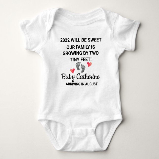 New Year Baby Announcement Baby Bodysuit (Front)