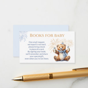 New Year Blue Bear Boy Baby Shower Book Card