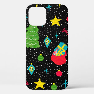 New Year bright seamless pattern with Christmas tr iPhone 12 Case