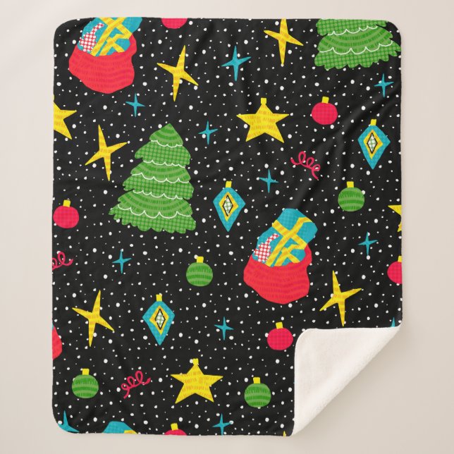 New Year bright seamless pattern with Christmas tr Sherpa Blanket (Front)