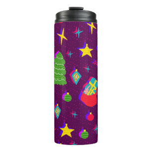 New Year bright seamless pattern with Christmas tr Thermal Tumbler