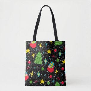New Year bright seamless pattern with Christmas tr Tote Bag