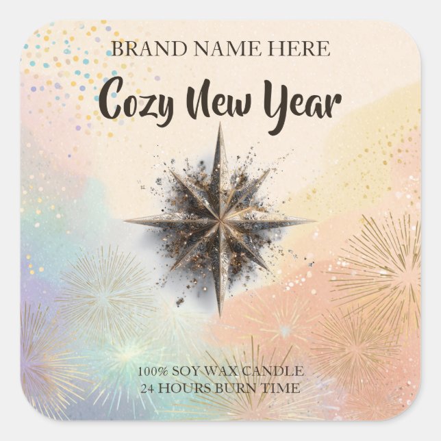 New Year Candle Sticker – Warm & Cozy Design (Front)