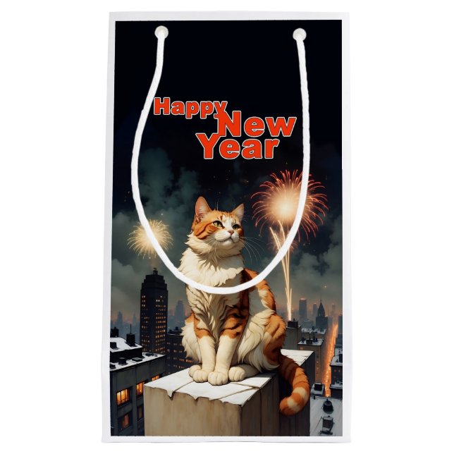 new year cat small gift bag (Front)
