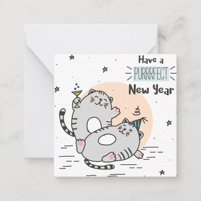 New Year Cats Card (Front)