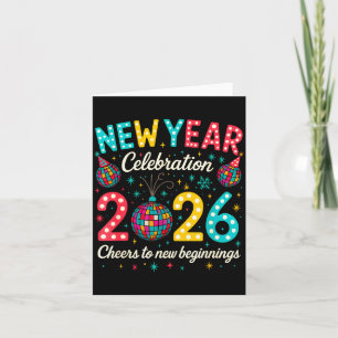 New Year Celebration 2026 Disco Ball Matching Wint Card