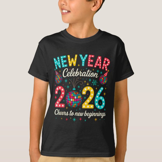New Year Celebration 2026 Disco Ball Matching Wint T-Shirt (Front)