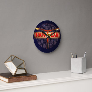 New Year Celebration : New Happiness: 31 December  Round Clock