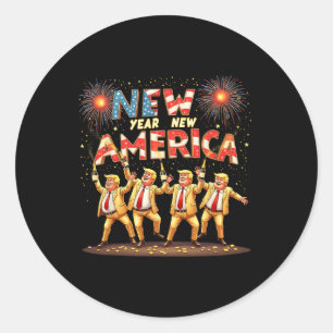 New Year Celebration Patriotic Funny Trump Humour  Classic Round Sticker